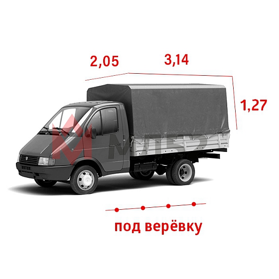 Тент для а/м Газель 3 метра старого образца, &quot;Стандарт&quot;, серый (двухсторонняя ткань), под веревку