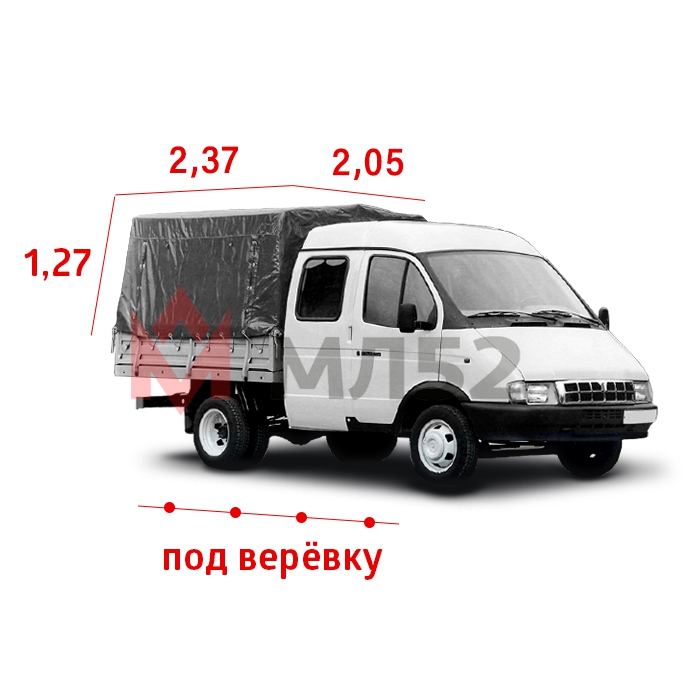 Тент для а/м Газель Фермер старого образца серый (двухсторонняя ткань), под веревку
