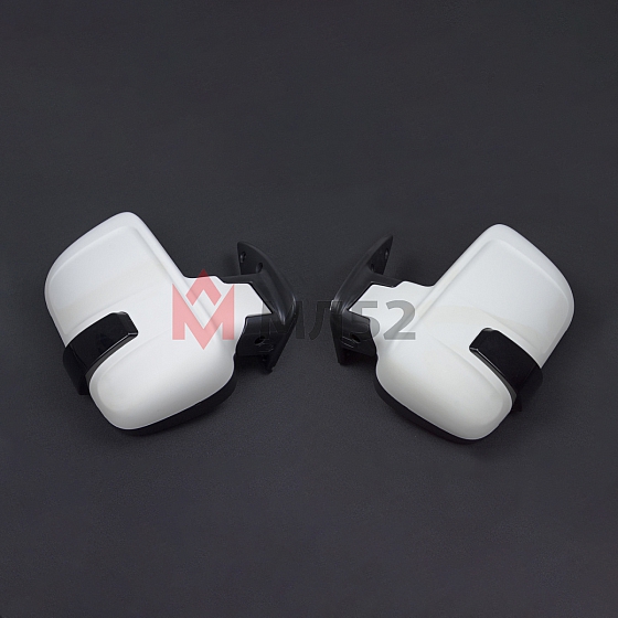 Зеркала для а/м Газель белые (комплект), темный бегущий повторитель, с подогревом и ручным приводом