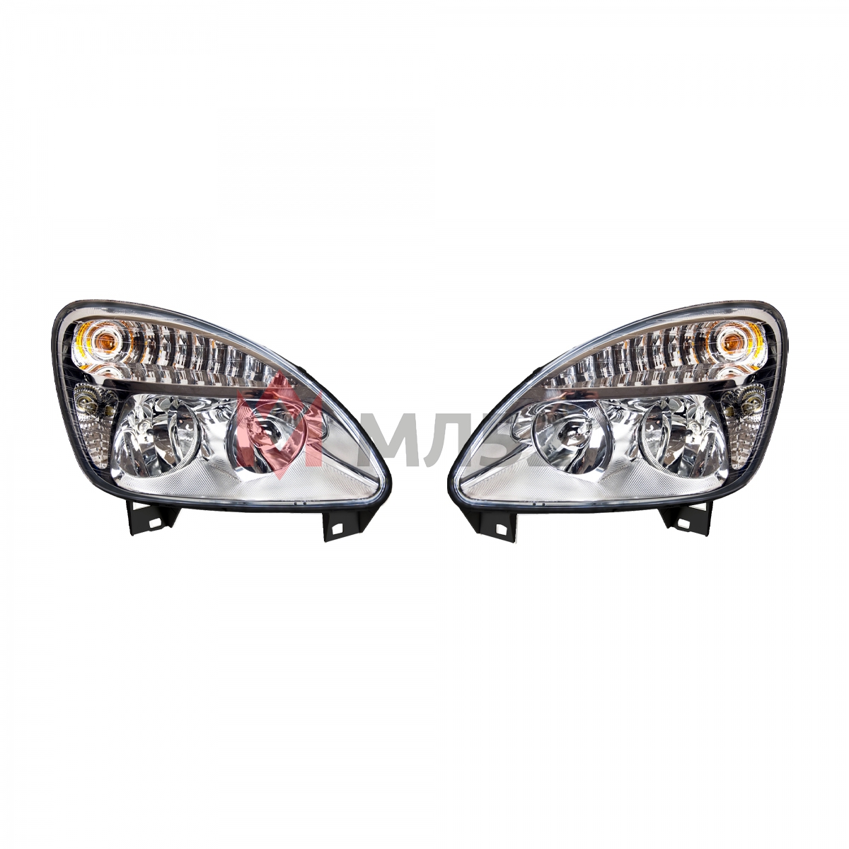 Блок фары для а/м Газель 3302, 2217, 33104 нового образца, комплект (пластиковый рассеиватель), AUTOMOTIVE LIGHTING