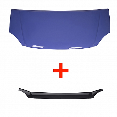Капот фиолетовый Юниор (нового образца) + Дефлектор капота черный (мухобойка) (Газель)