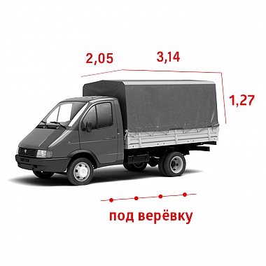 Тент для а/м Газель 3 метра старого образца, "Стандарт", серый (двухсторонняя ткань), под веревку