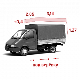Тент для а/м Газель 3 метра старого образца, &quot;Увеличенная высота +40&quot;, серый (двухсторонняя ткань), под веревку