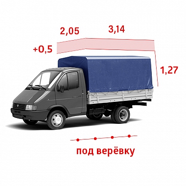 Тент для а/м Газель 3 метра старого образца, "Увеличенная высота +50", синий (двухсторонняя ткань), под веревку