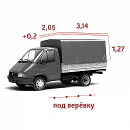 Тент для а/м Газель 3 метра старого образца, &quot;Увеличенная высота +20&quot;, серый (двухсторонняя ткань), под веревку