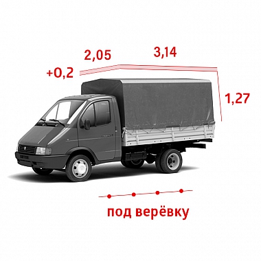 Тент для а/м Газель 3 метра старого образца, "Увеличенная высота +20", серый (двухсторонняя ткань), под веревку